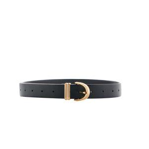 KHAITE Bambi Belt in Black Leather and Gold | Size XS/S